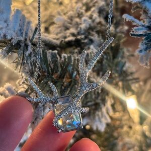 Swarovski Silver Antler Necklace